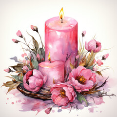 Wall Mural - watercolor Easter Candleholder illustration, Generative Ai