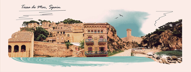 Wall Mural - View of ancient fortress in Tossa de mar. Costa Brava, Spain