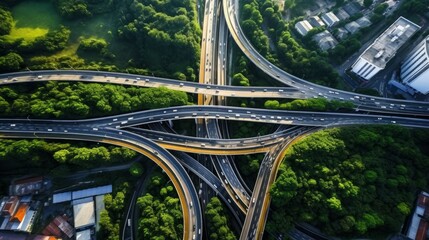 Wall Mural - A top view of an expressway, showcasing road traffic as a vital component of Thailand's infrastructure. This image highlights the importance of well-connected roadways in the country