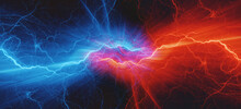 Red And Blue Lightning, Abstract Electrical Background