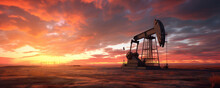 Industrial Oil Rig Against A Stunning Sunset