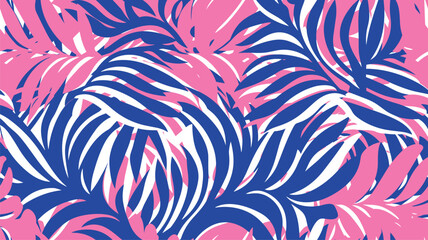 Purple pink abstract background with tropical palm leaves in Matisse style. Vector seamless pattern with Scandinavian cut out elements.