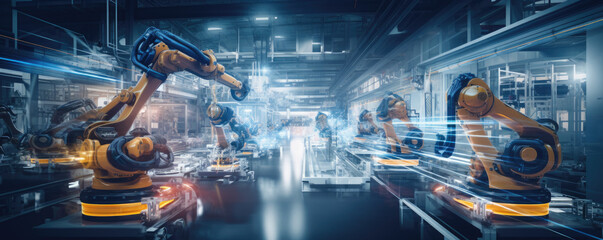 Wall Mural - Machinery and production lines within a modern manufacturing facility