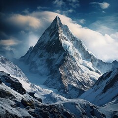 Wall Mural - Majestic mountain peak covered in snow