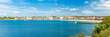 Panorama on Saint-Jean-de-Luz seaside and its bay on a beautiful summer day in France