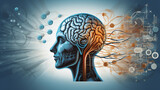 Fototapeta Do akwarium - background illustration for scientific medical concept - connection processes in brain research