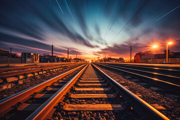 Wall Mural - Long exposure drive. point of view inside train tunnel.