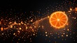 Futuristic orange fruit with circuit big data technology. AI generated image
