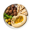 Mezze Falafel Platter with Pita and Hummus Isolated on a Transparent Background