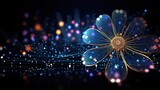 Fototapeta Fototapety kosmos - Futuristic cosmos flower with circuit big data technology. AI generated image