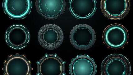 futuristic interface with hologram and circles