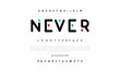 Never Modern abstract digital alphabet font. Minimal technology typography, Creative urban sport fashion futuristic font and with numbers. vector illustration