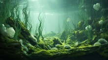 Green Algae Underwater.
