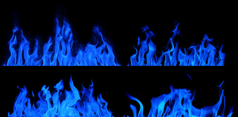 Sticker - fire hot four blue stripes on black