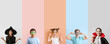 © Pixel-Shot - Set of many cute little children dressed for Halloween on color background