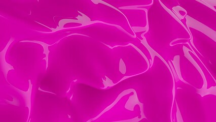 Wall Mural - 3d Abstract pink looping animation background. Smooth pink wavy plastic or latex. Acrylic liquid.