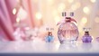 Stylish tender perfume composition with perfume bottles for Christmas, birthday celebration