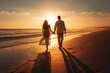 © CreativeCreations - romantic image of a couple at the beach during sunset.