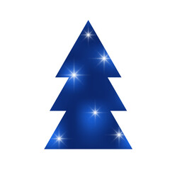 Wall Mural - geometric abstract christmas tree from triangles. gradient blue shining spruce. magic symbol of the 