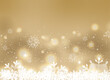 キラキラなゴールドの雪の結晶背景素材（クリスマス　フレーム　バナー　見出し　タイトル　エレガント）
