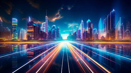 Wall Mural - neon city of the future