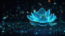 Futuristic Lotus Flower With Circuit Big Data Technology. AI Generated Image