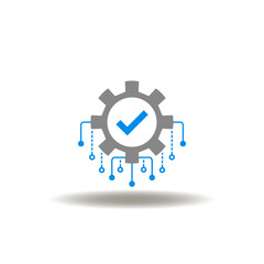 Wall Mural - vector illustration of gear with check mark and circuit pattern. icon of sap system software automat