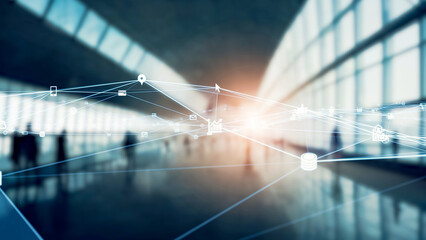 Poster - Modern lobby and communication network concept.