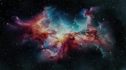 Wall Mural - An 4K animated push into a distant colorful nebula with swirling stars.
