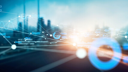 Poster - Smart city and communication network concept. Digital transformation.
