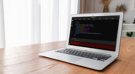 Software development programming on computer screen for modish application and program coding