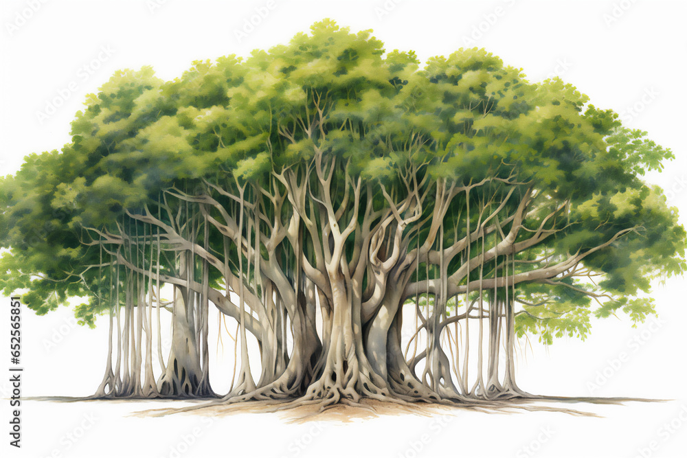 Banyan tree isolated on white background Stock Illustration | Adobe Stock