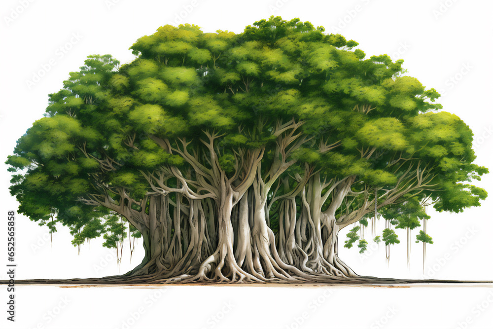 Banyan tree isolated on white background Stock Illustration | Adobe Stock