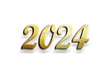 the year 2024 golden symbol, 3d-illustration