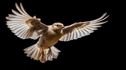 Wall Mural - Lark Beauty in Flight: Enchanting Bird on a Pure White Background