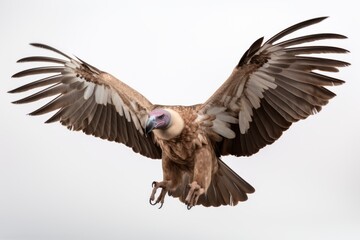 Wall Mural - Majestic Vulture: Striking Bird on a White Background