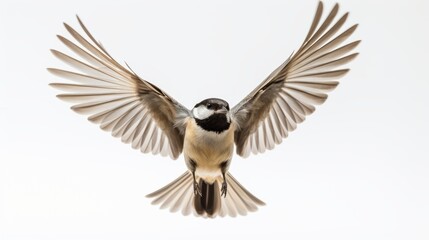 Wall Mural - Delightful Chickadee: Beautiful Bird on a White Background