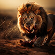 photo illustration of a lion eating its prey.generative ai