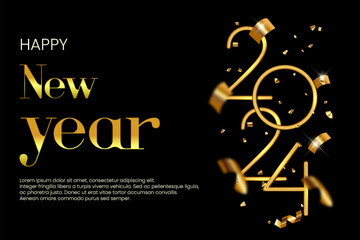 Wall Mural - Happy new year 2024 luxury golden vector illustration background