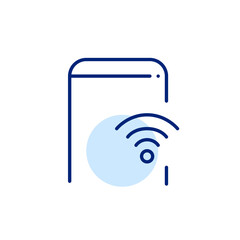 Wall Mural - wifi symbol on smartphone. wireless internet connection. pixel perfect, editable stroke icon
