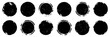 set of black grunge ink stamp circles, round shape stamp