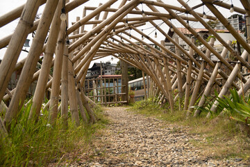 Canvas Print - Tunnel made of bamboo It is the handiwork of Chonbot villagers.