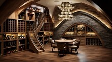 An Eclectic Wine Cellar With A Variety Of Wine Racks And Tasteful Quirkiness, Enticing Wine Enthusiasts