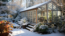 A Greenhouse In Winter With Lots Of Snow