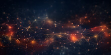 Abstract Background With Shining Network Structure With Dots And Lines On Dark Backdrop Wallpaper Of Connected Neural Web In Close Up View