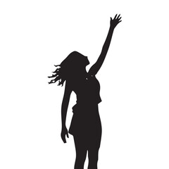 Wall Mural - A girl reaches out her hands to the sky to express all her sorrows in silhouette vector illustration