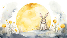 可愛い月とウサギのイラスト背景