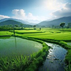 Wall Mural - green fields and beautiful landscapes