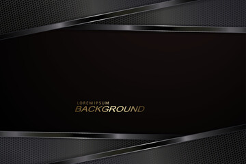 Canvas Print - Textured curtains with a shiny metallic border on a black background