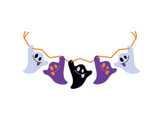 Sticker - halloween garland ghosts